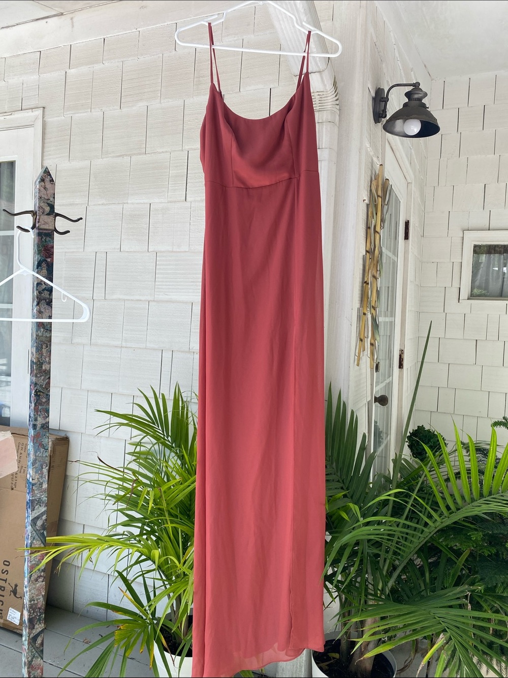 Birdy Grey Spaghetti-Strap Maxi Dress in Rust